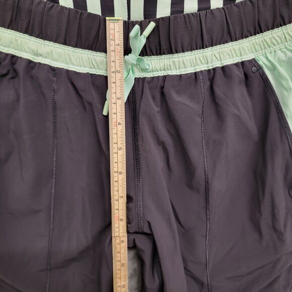 Lululemon Run Bandit Track Pant Black / Mini Hyper Stripe Fresh Teal Size 8 - Picture 6 of 13